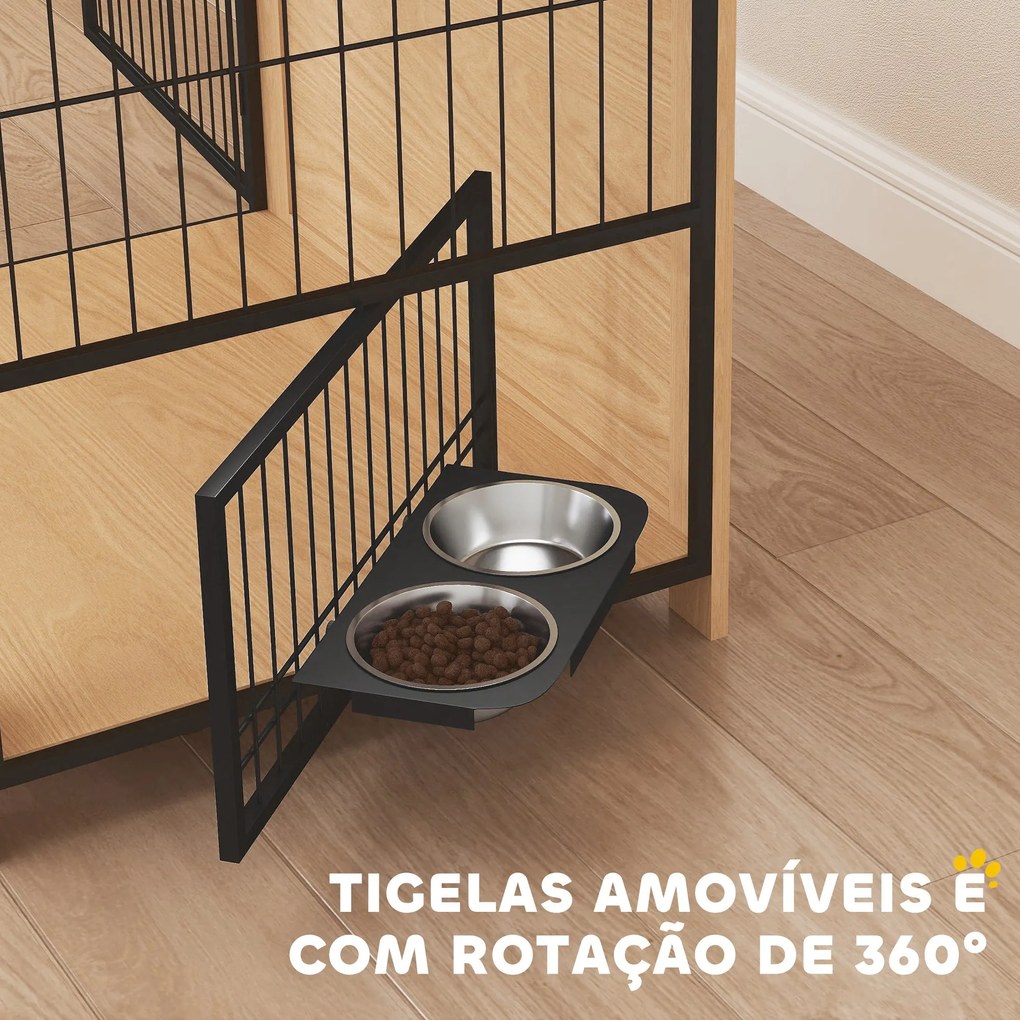 PawHut Gaiola para Cães Mesa Auxiliar Moderna Casa para Animais com 2