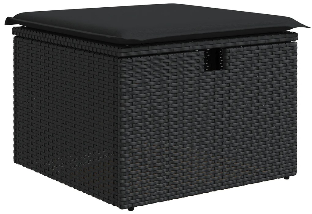 Conjunto de Sofá de Jardim de 7 Peças com Almofadas em Preto de Rattan