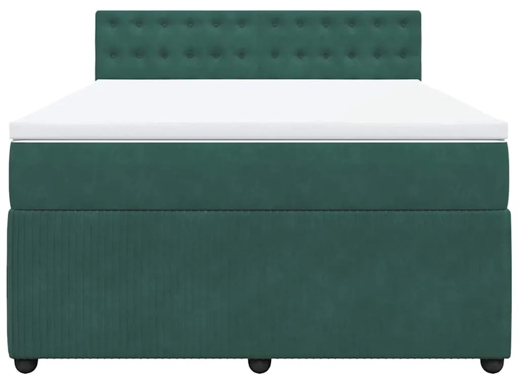 Cama com molas/colchão 140x200 cm veludo verde-escuro