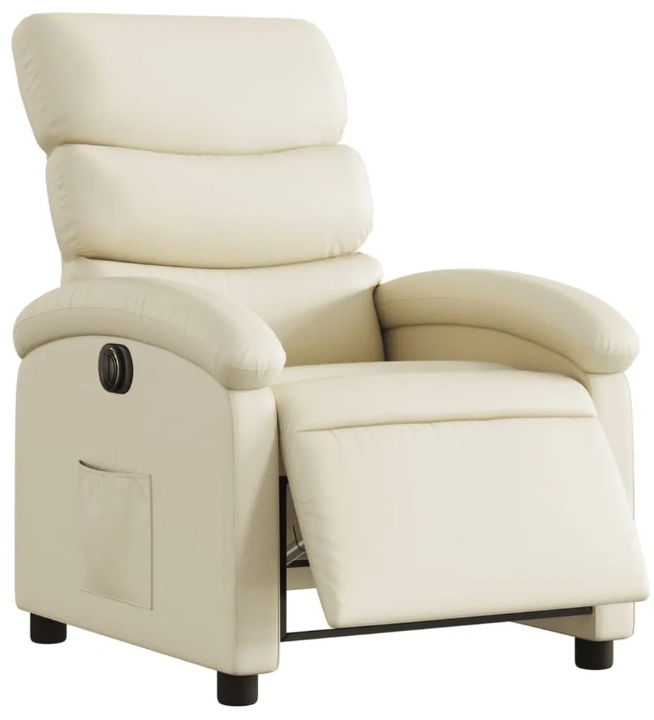 Poltrona reclinável elétrica couro artificial cor creme