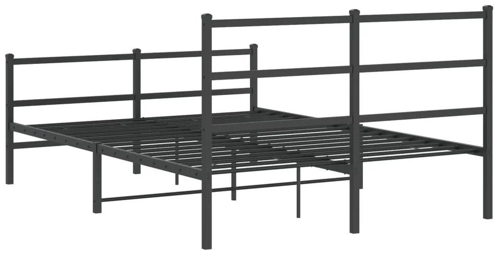 Estrutura de cama com cabeceira e pés 140x190 cm metal preto
