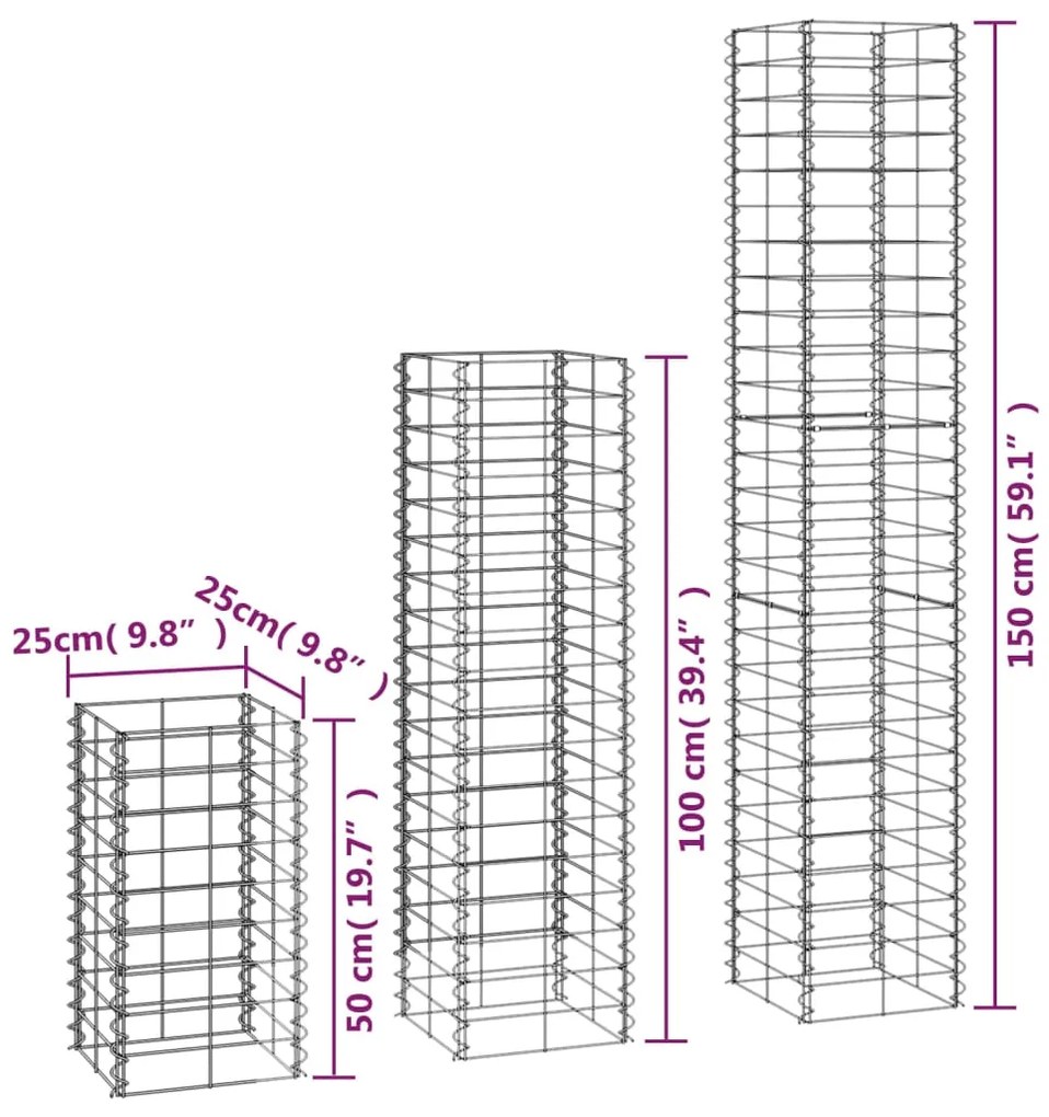 Conjunto de gabiões 6 pcs arame galvanizado