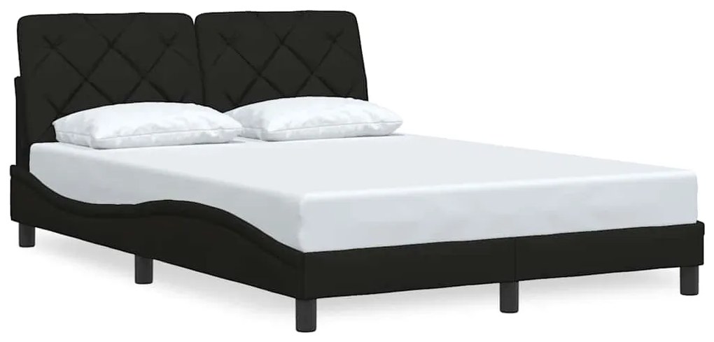 Estrutura de cama sem colchão 140x190 cm tecido preto