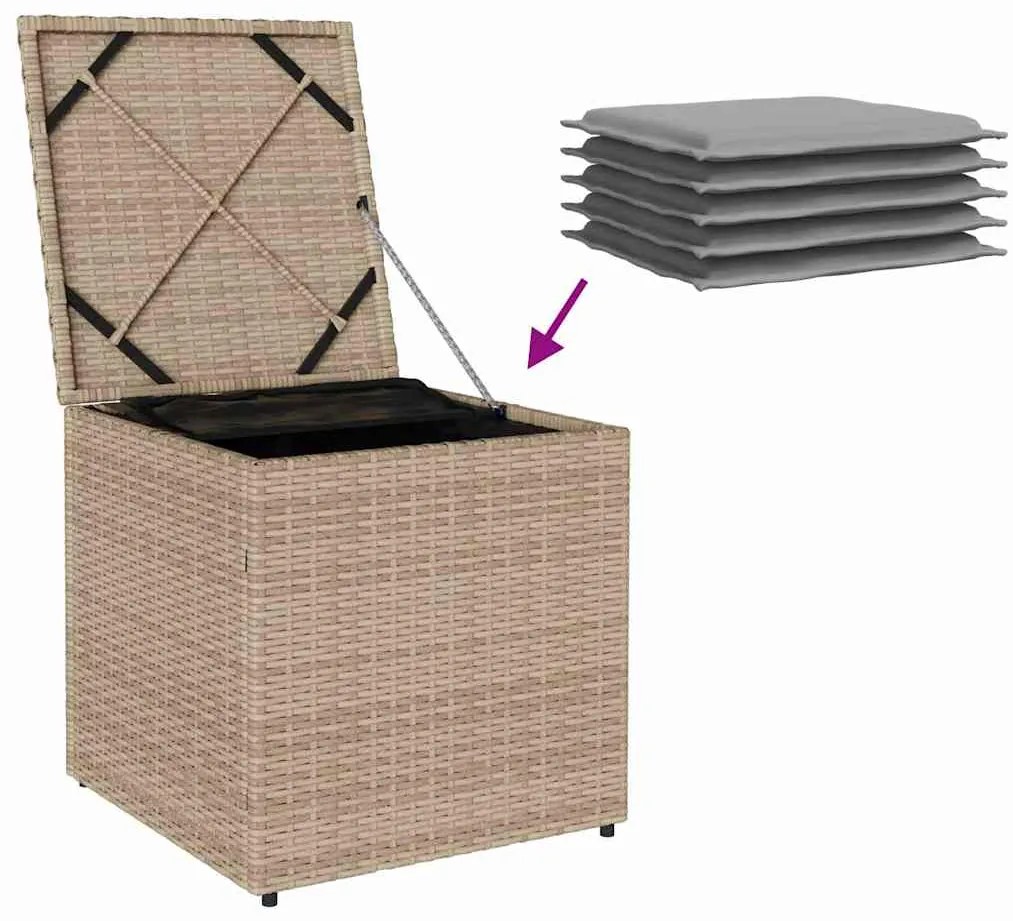 Caixa de Armazenamento ao Ar Livre Bege Rattan Sintético Média