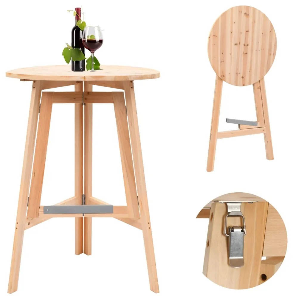 Mesa de bar dobrável 78 cm madeira de abeto