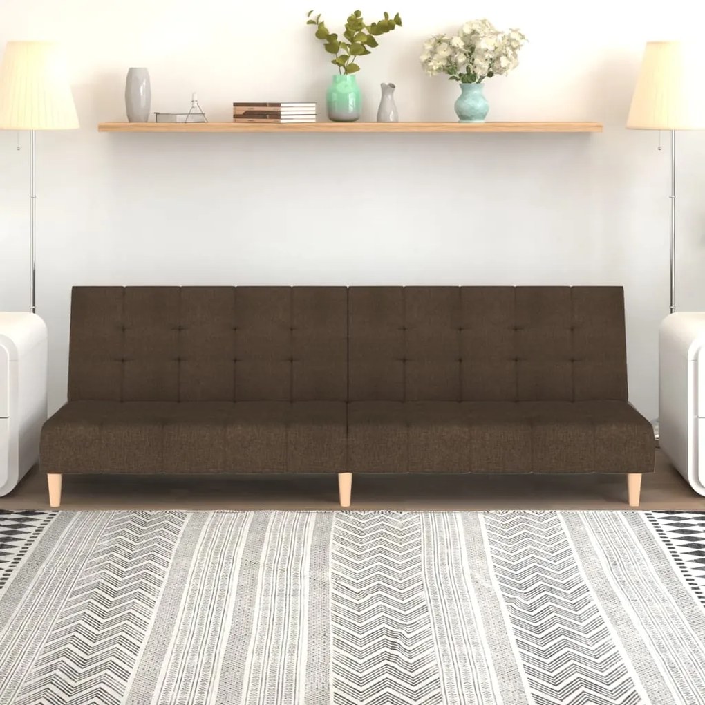 Sofá-cama de 2 lugares tecido castanho