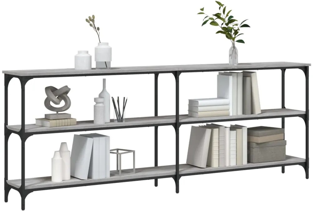Mesa consola 200x29x75 cm derivados de madeira cinzento sonoma