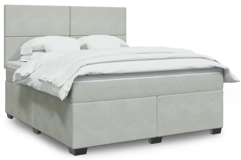vidaXL Cama com molas/colchão 180x200 cm veludo cinzento-claro