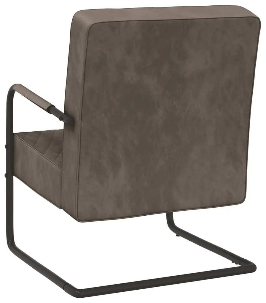 Cadeira cantilever veludo cinzento-claro