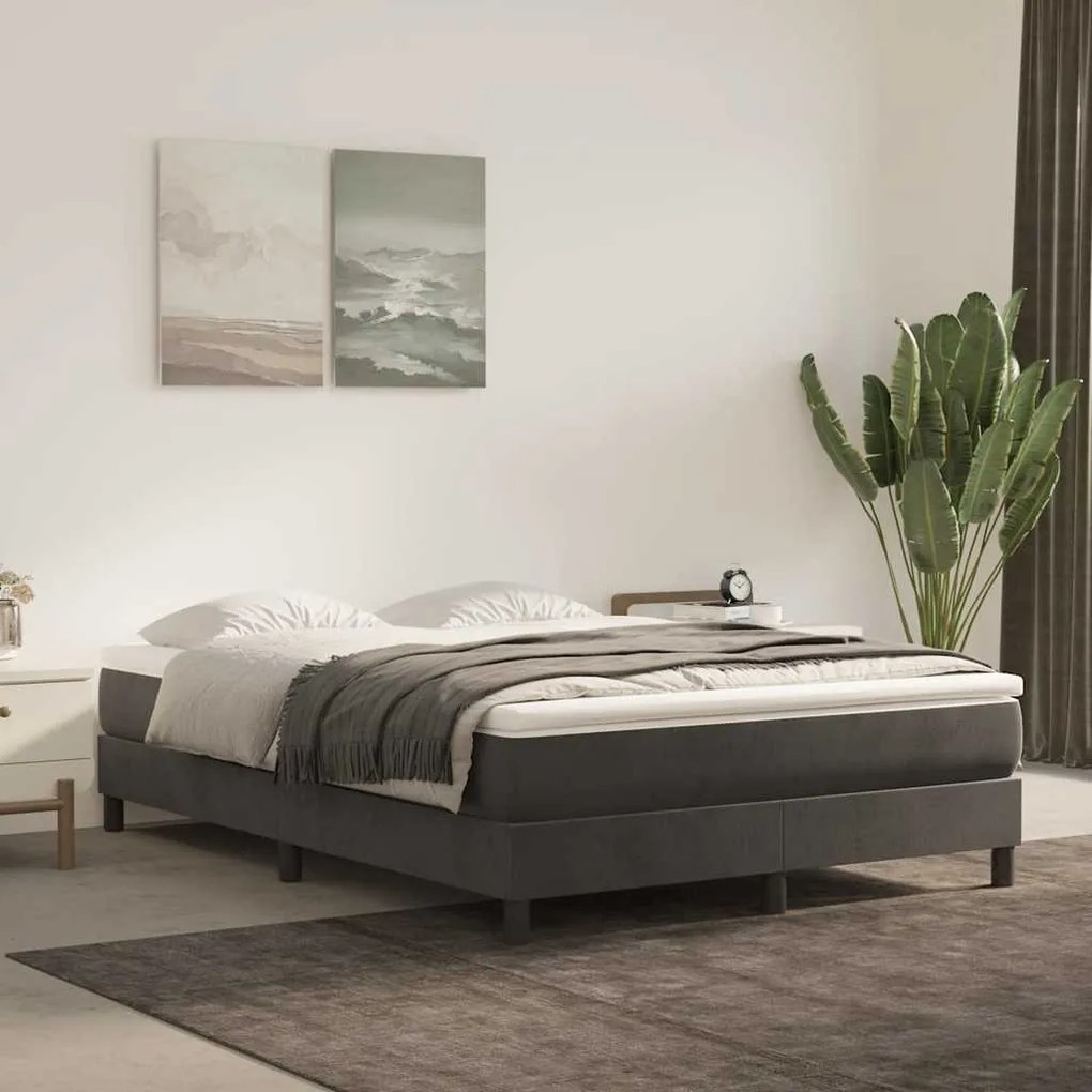 vidaXL Colchão de molas ensacadas 120x210x20 cm veludo cinza-escuro