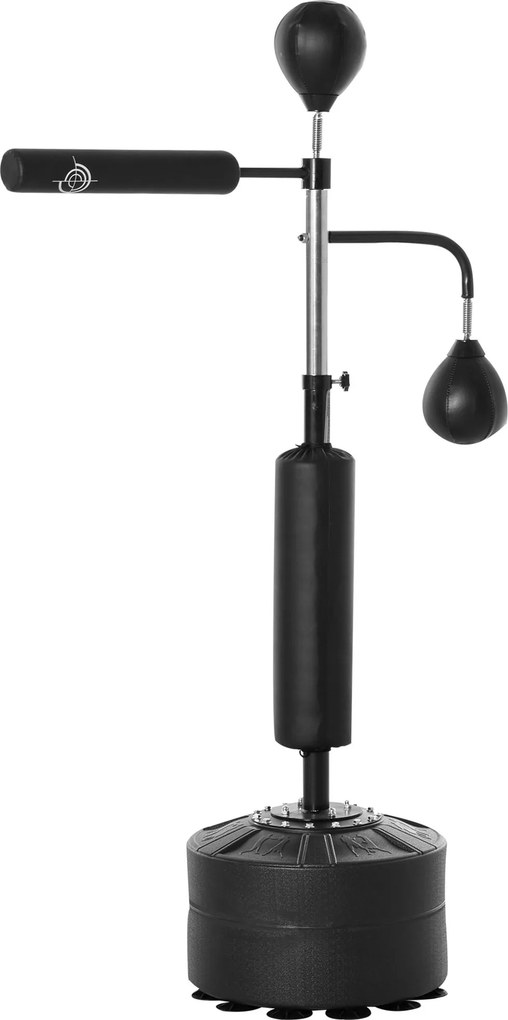 Punching Ball de Boxe com Altura Ajustável com 2 Bolas de Velocidade Barra Giratória 360° e Base Preenchida 88x50x160-230cm Preto