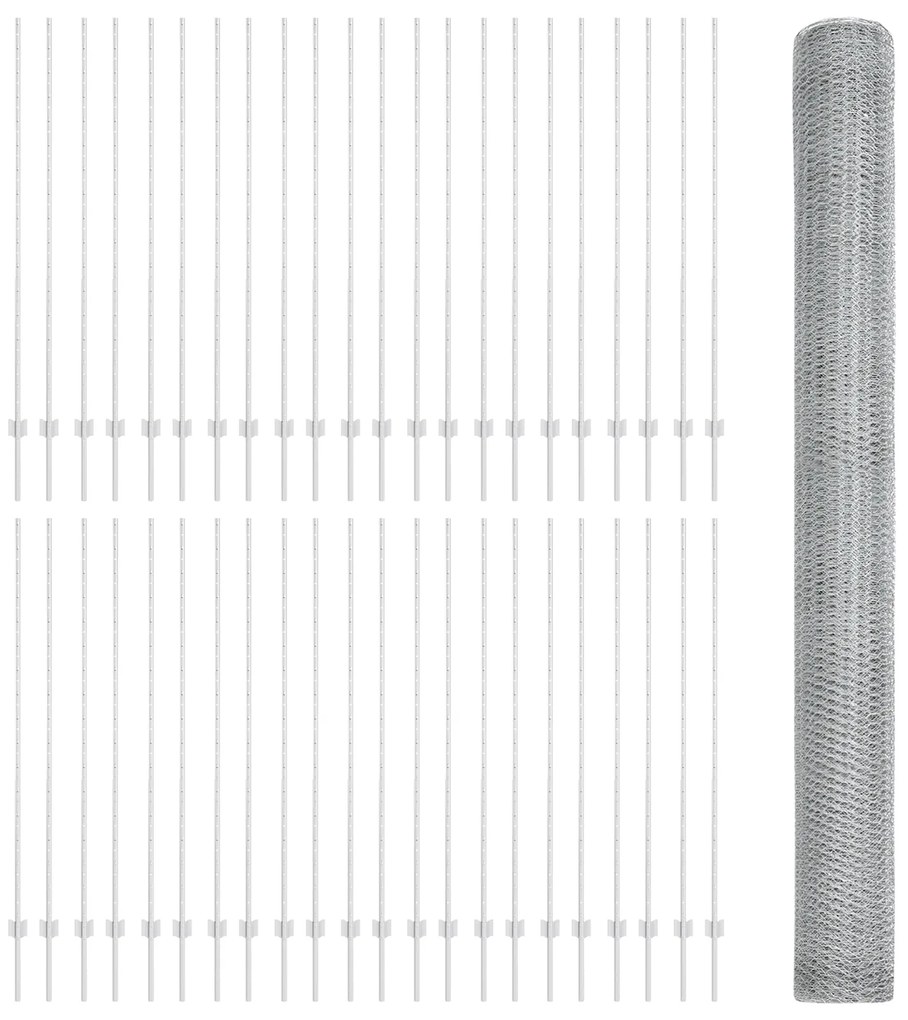 Postes de Cerca 22 pcs U-Channel 160 cm Aço Galvanizado
