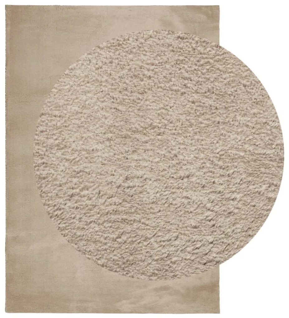 Tapete pelo curto macio e lavável HUARTE 160x230 cm cor areia