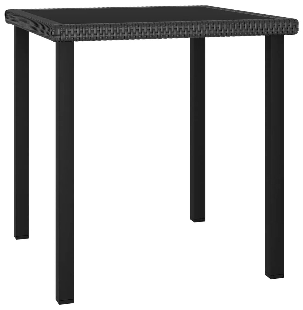 315114 vidaXL Mesa de jantar jardim 70x70x73 cm vime PE preto