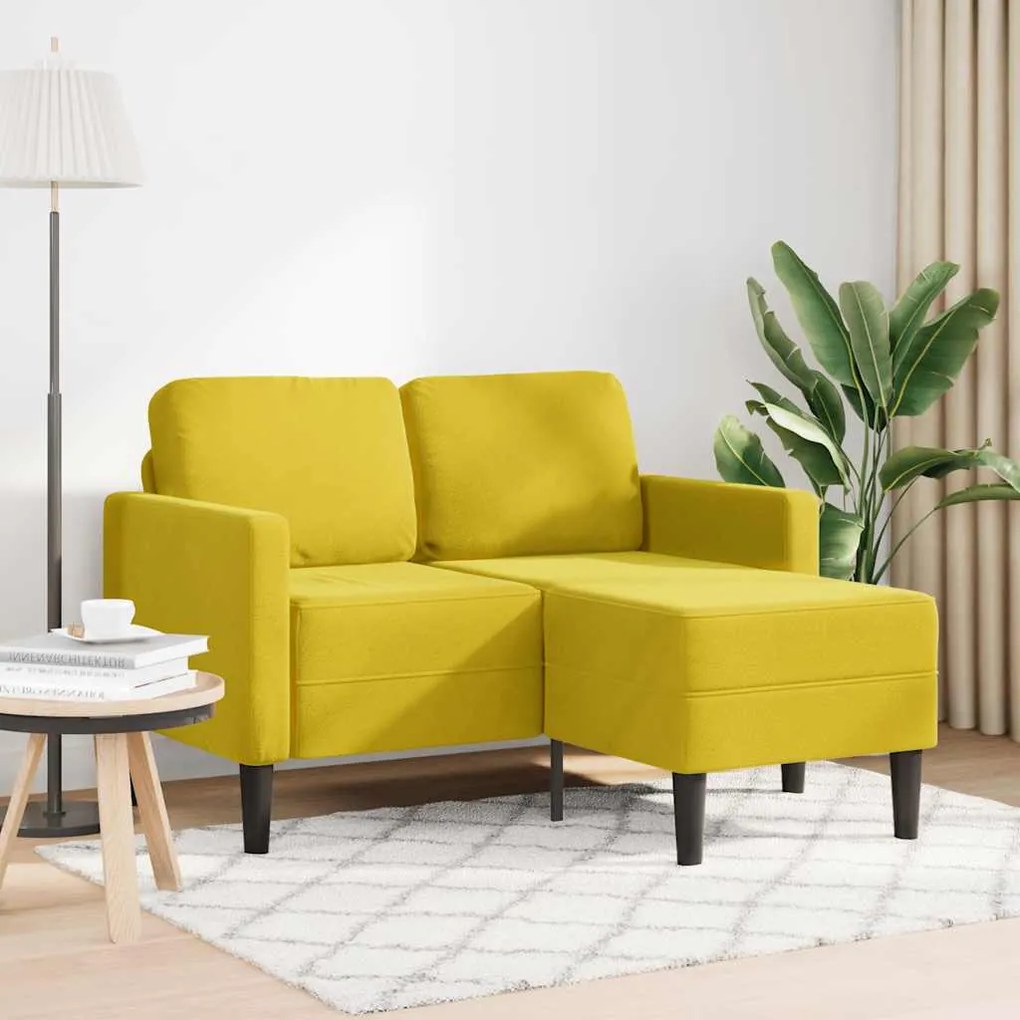 Sofá 2 lugares com Chaise em L 125 cm veludo amarela