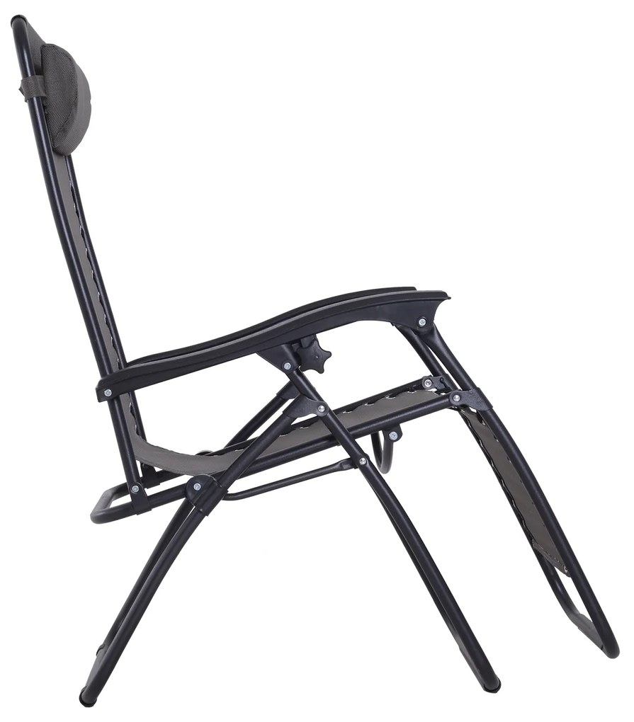 Outsunny Espreguiçadeira Dobrável de Jardim Espreguiçadeira de Gravidade Zero para Pátio Terraço Carga Máxima 150kg 90x65x110 cm Cinza