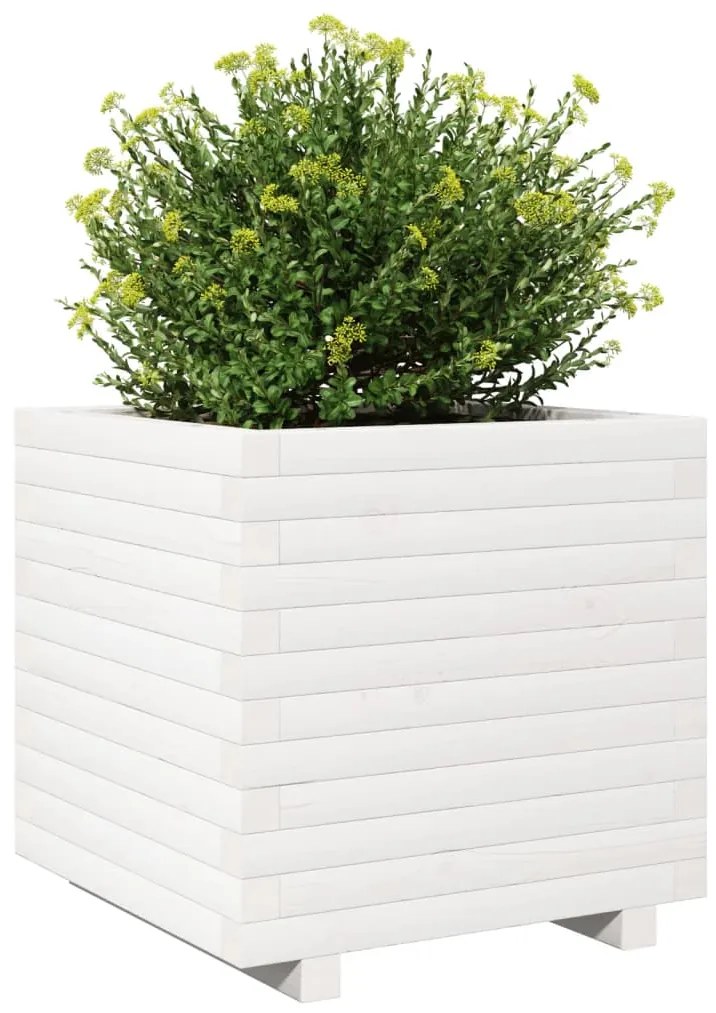 Vaso/floreira de jardim 50x50x49,5 cm pinho maciço branco