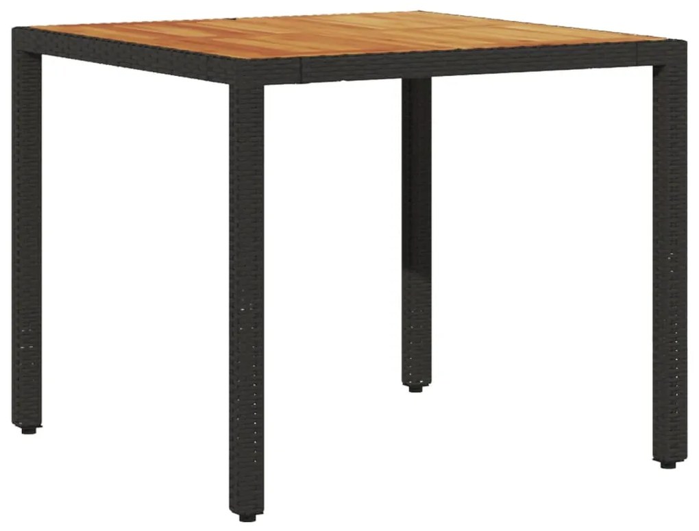 3 pcs conjunto jantar jardim c/ almofadões vime PE/acácia preto