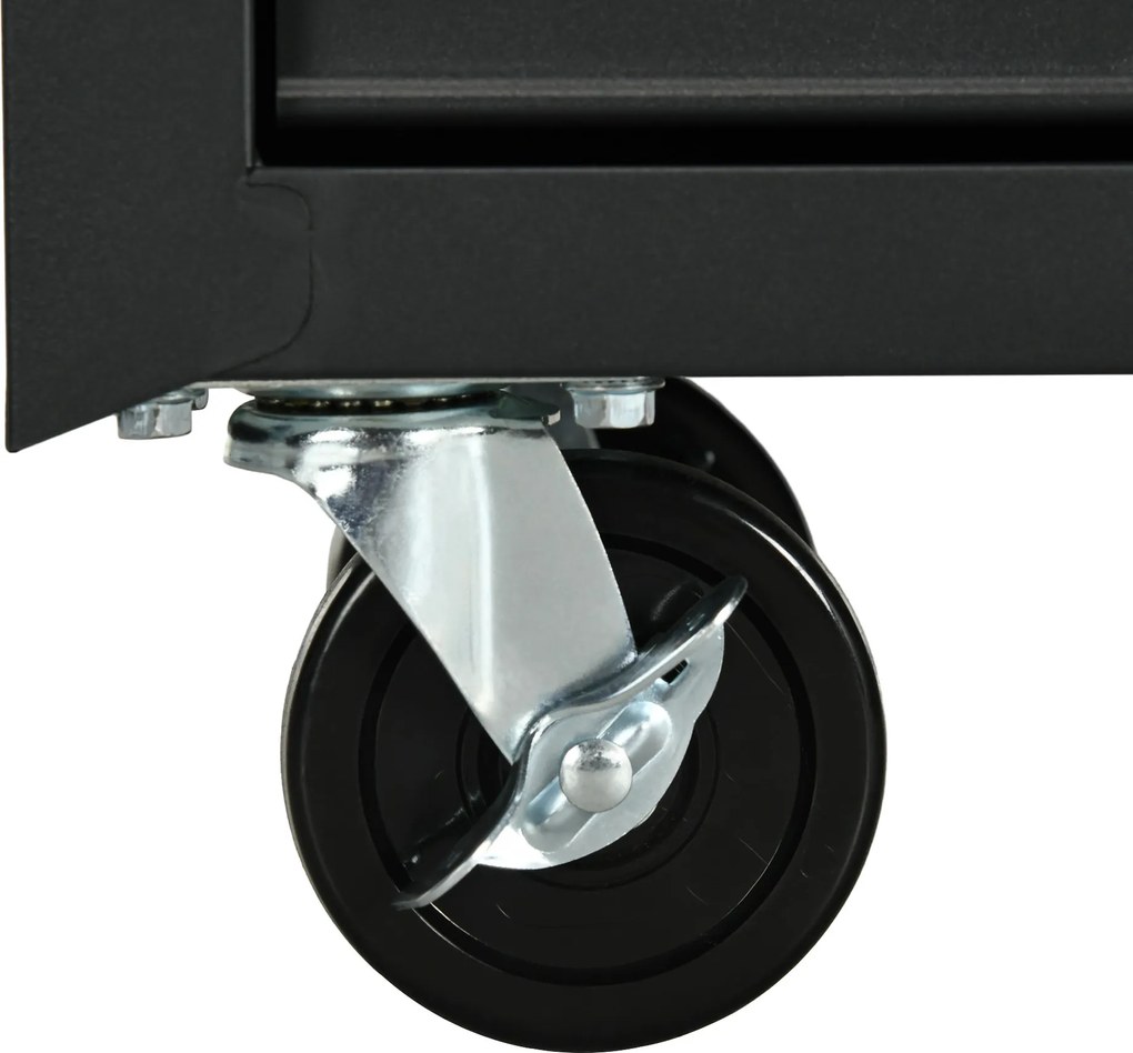 Carrinho de Ferramentas com 7 Gavetas Rodas Trava Armário de Armazenamento para Oficina de Garagem e Chapa de Aço 69x33x75 cm Preto