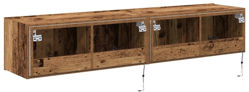 Cabinetes de TV vidaXL com luzes LED 2 pcs Madeira Antiga 80x35x31 cm