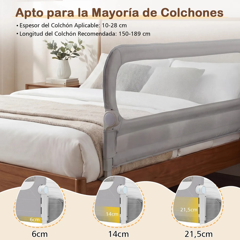 Conjunto 3 Barras dobrável para cama infantil Inclui 2 peças de 198 cm e 1 de 178 cm com capa removível em tecido Oxford, base em forma de U e correia