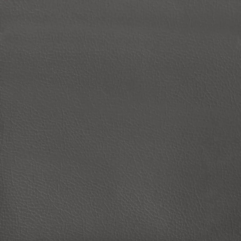 Cama com molas/colchão 200x200 cm couro artificial cinzento