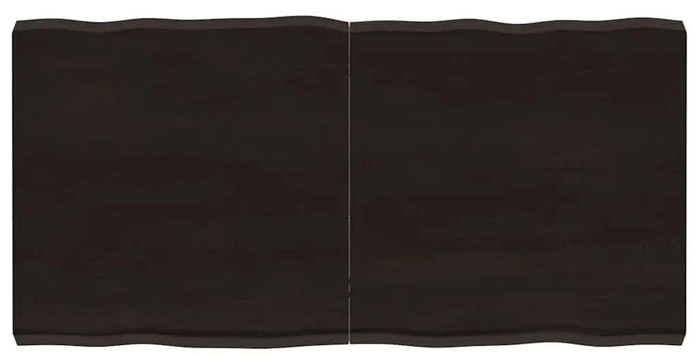 Tampo de mesa com bordas vivas maciço tratado castanho-escuro