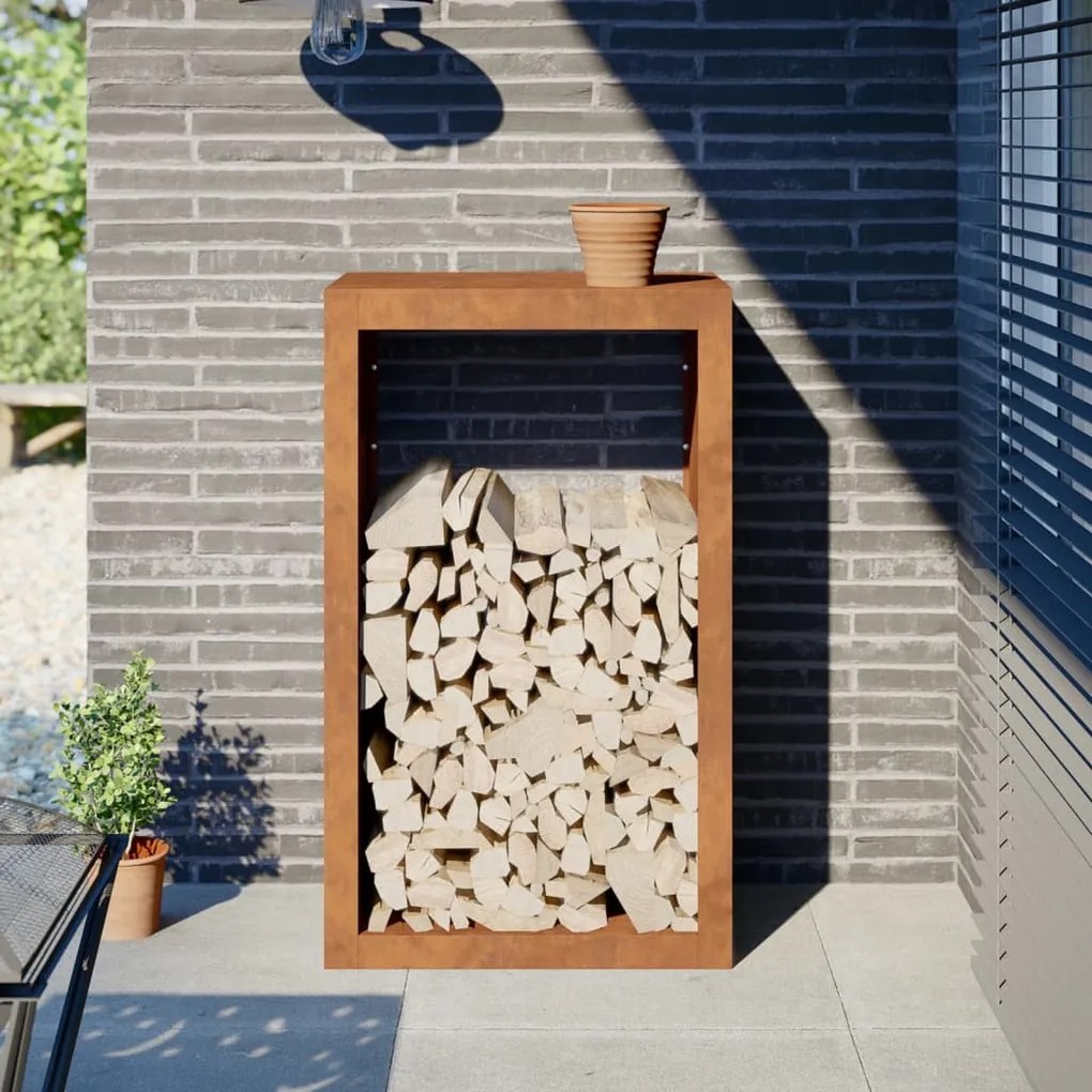 vidaXL Rack de lenha 60x40x100 cm aço resistente às intempéries