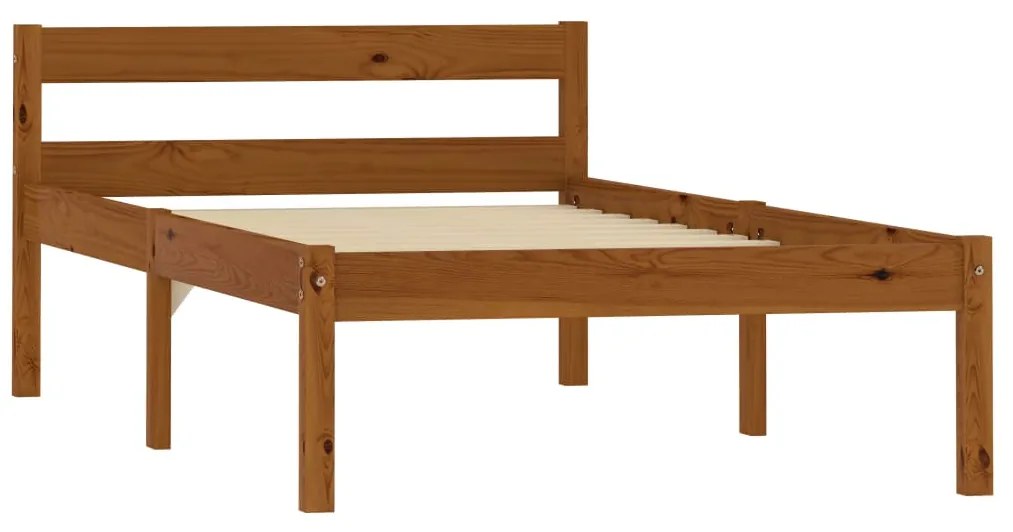 Estrutura de cama 90x200 cm madeira pinho maciço castanho mel