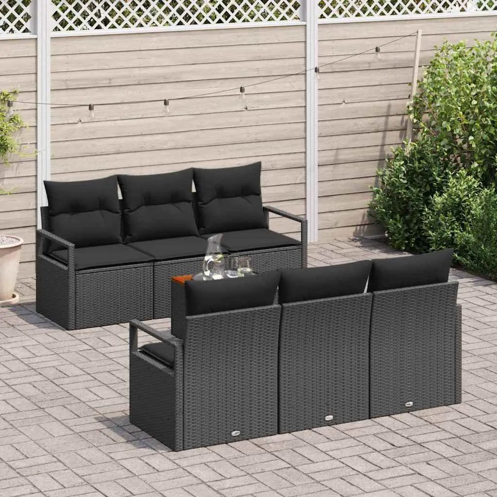 Conjunto Modular de Sofás de Jardim 7 pcs Preto Grande