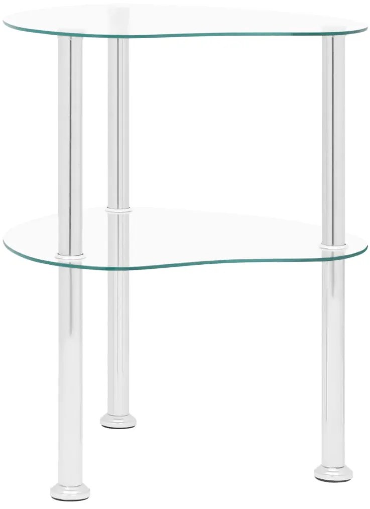 Mesa de apoio c/ duas prateleiras 38x38x50cm vidro transparente