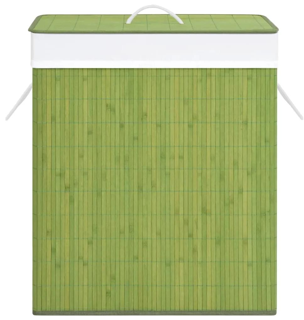 Cesto para roupa suja c/ 2 secções 100 L bambu verde