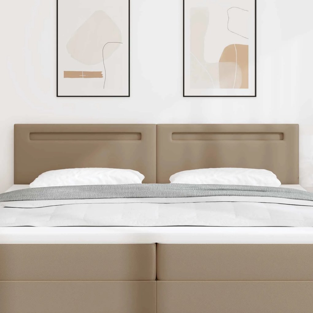 vidaXL Cabeceira LED Cappuccino 200 cm Couro Sintético