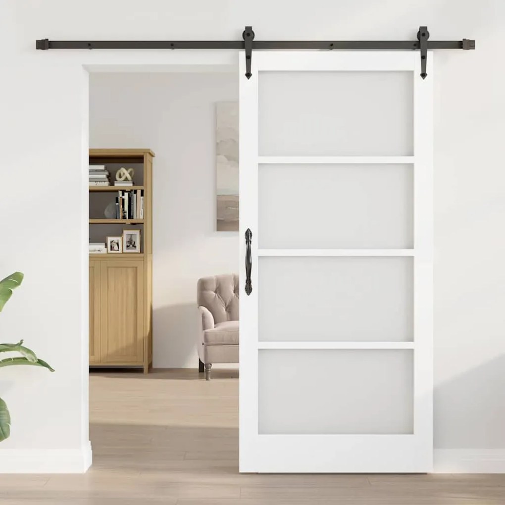Porta Deslizante com Conjunto de Hardware "ORKDAL" Branca 93x202 cm