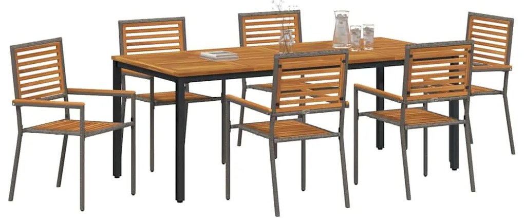 Conjunto de Jantar para Jardim Conjunto de 4 Cinza, Castanho
