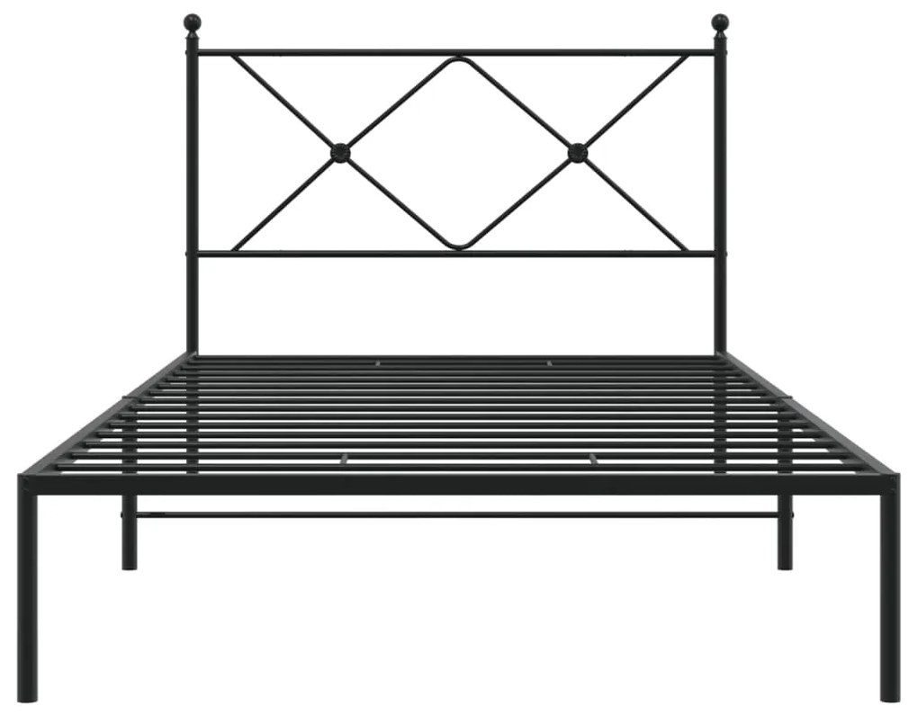 Estrutura de cama com cabeceira 100x200 cm metal preto