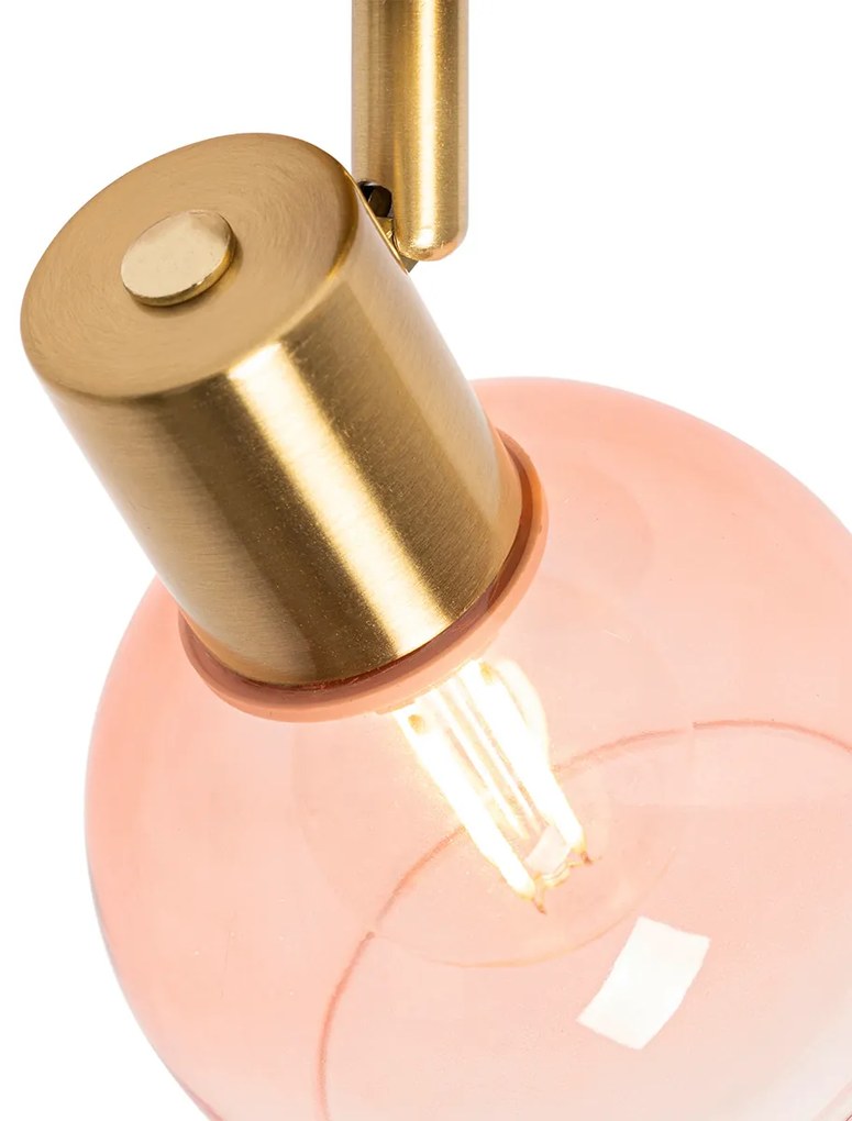 Projetores Art Deco Dourado com Vidro Rosa - Vidro Art Deco