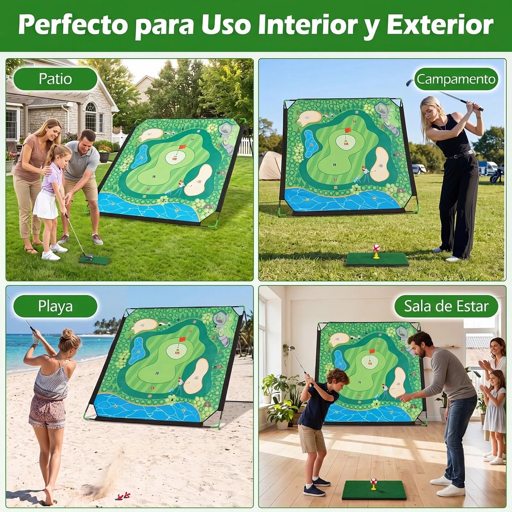 Conjunto de Golfe Infantil, 255 x 181 x 125 cm, 7 Níveis de Inclinação Ajustáveis, Multicolor