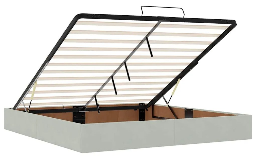 Estrutura de cama otomana com colchão 200x200 cm cinzento claro
