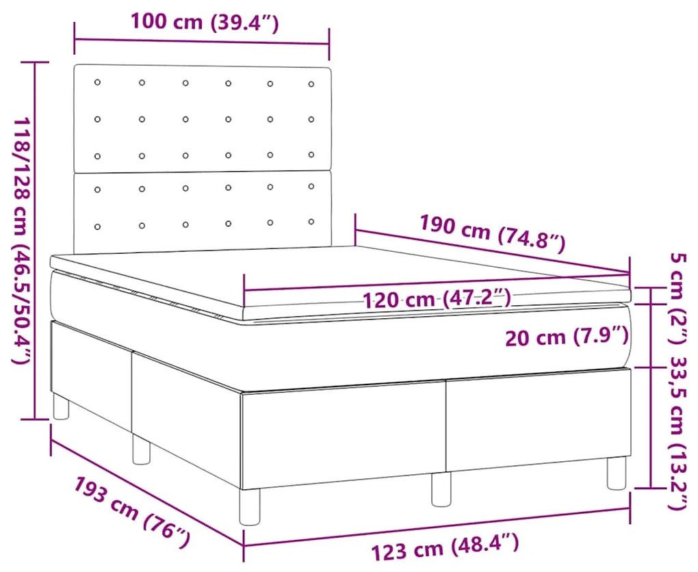 Cama boxspring com colchão 120x190 cm veludo rosa