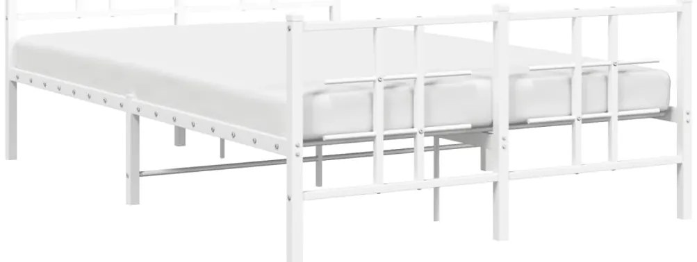 Estrutura de cama com cabeceira e pés 120x200 cm metal branco