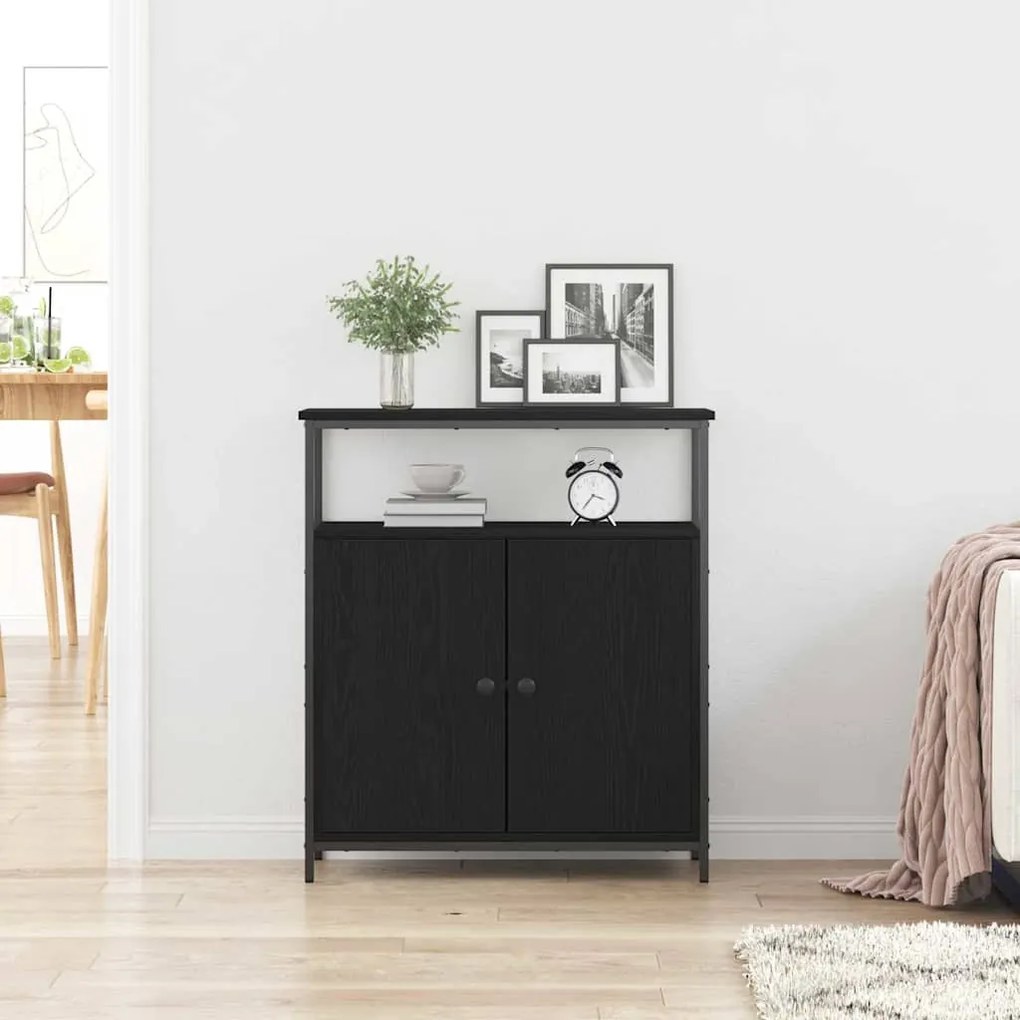 Buffet vidaXL Preto Carvalho 70x30x80 cm Madeira de engenharia