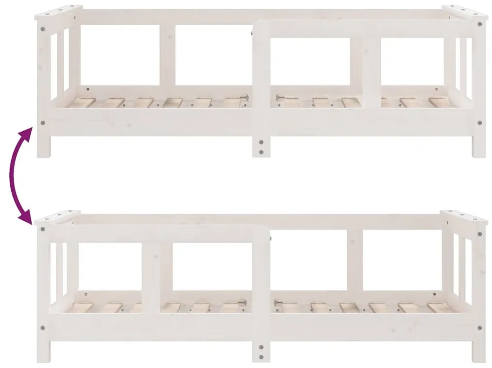 Estrutura de cama infantil 70x140 cm pinho maciço branco