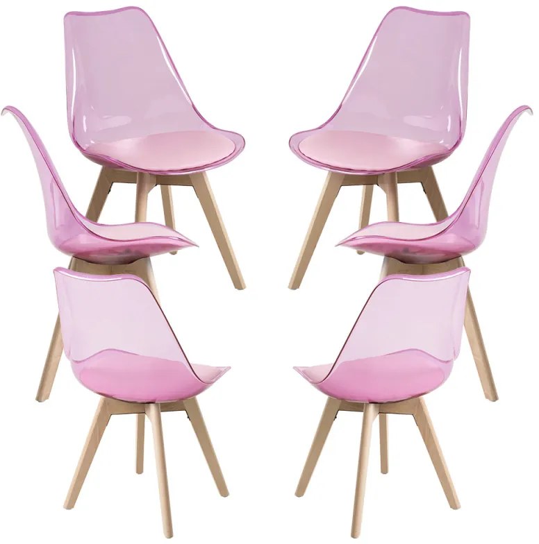 Pack 6 Cadeiras Synk Transparentes - Rosa