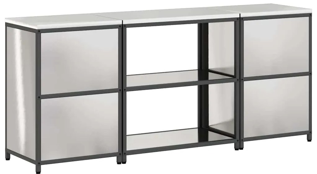 Conjunto de Armazenamento de Cozinha com prateleira 3 pcs Prata