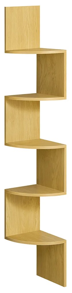 Prateleira de parede com 5 níveis para livros 20 x 20 x 126 cm em cor de carvalho natural