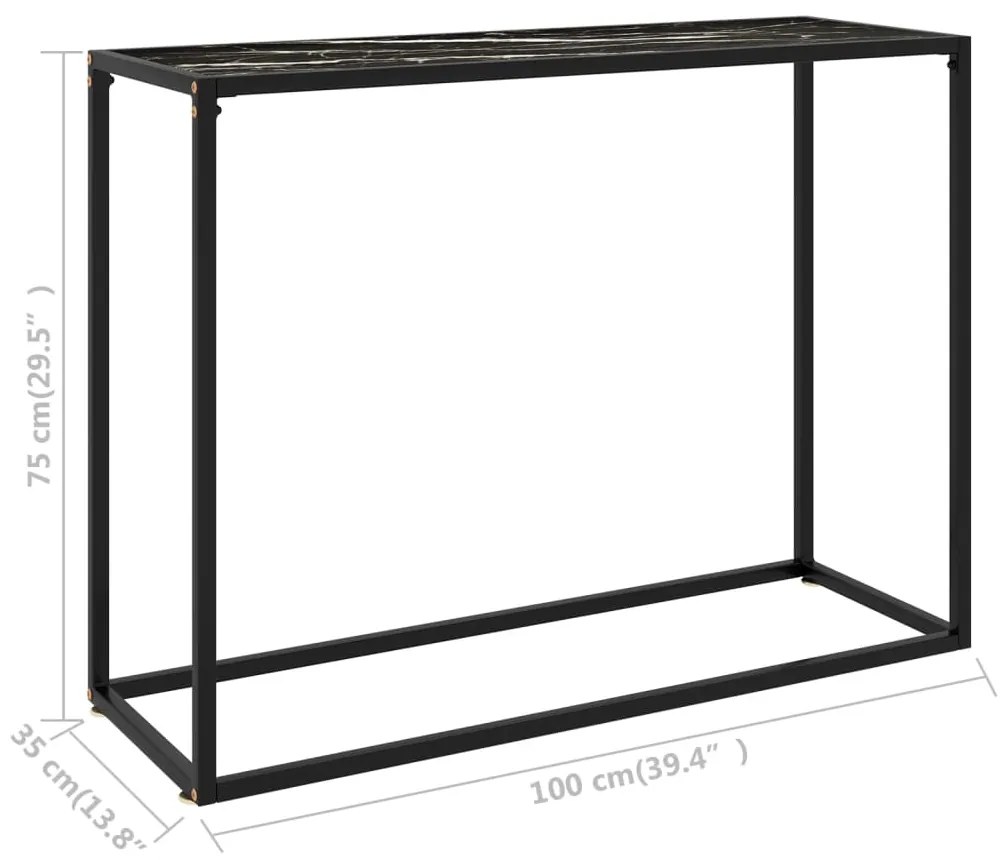 Mesa consola 100x35x75 cm vidro temperado preto
