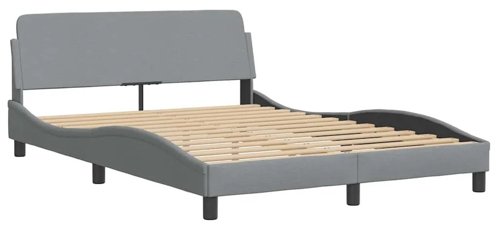 Estrutura de cama sem colchão 140x200 cm tecido cinzento-claro
