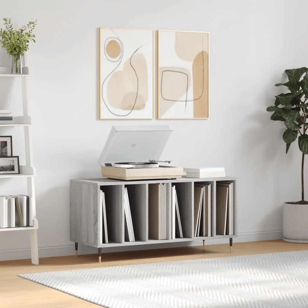 vidaXL Armário p/ discos 100x38x48cm derivados madeira cinzento sonoma