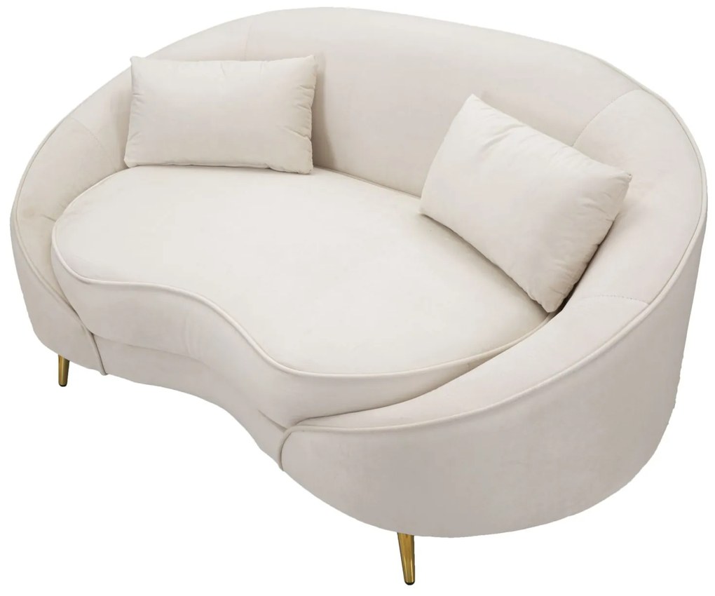 SOFÁ DE 2 LUGARES COM ALMOFADAS 148X84X68 CM CREME E DOURADO